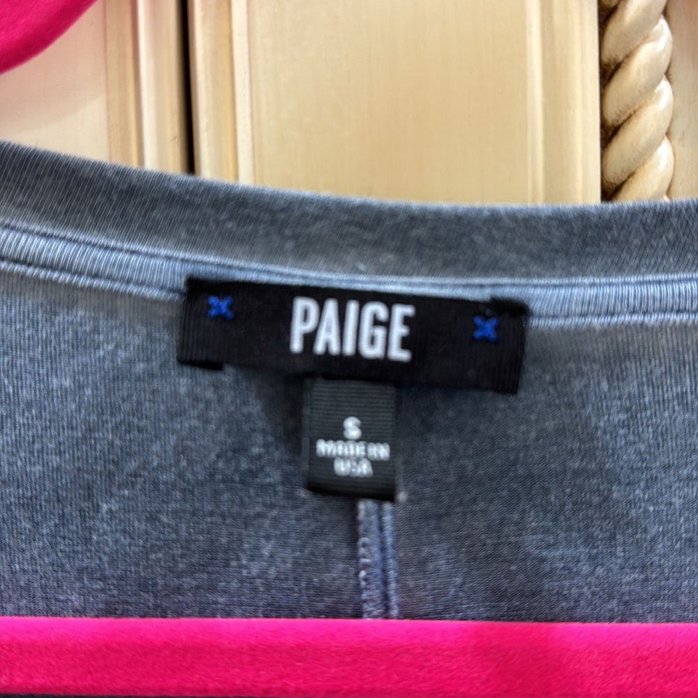 Paige Denim Washed Blue V-Neck Tee Small - Picture 6 of 7